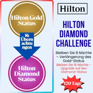 Hilton Diamond Challenge – 120 Days, Stay 16 Nights for Diamond Until 2028
